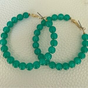 Zenzii Teal Glass Beaded Hoop Earrings